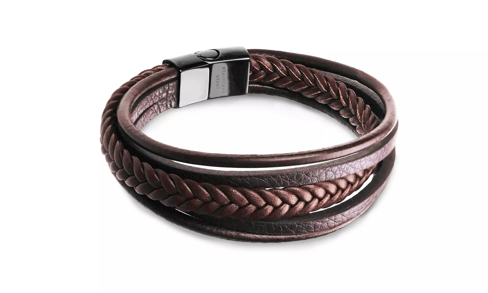 Men's Leather Bracelet with Magnetic Clasp