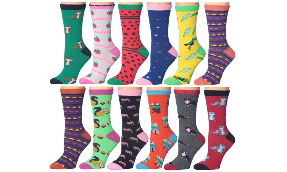 Frenchic Women's Statement Cotton Blend Crew Socks (12-Pairs)