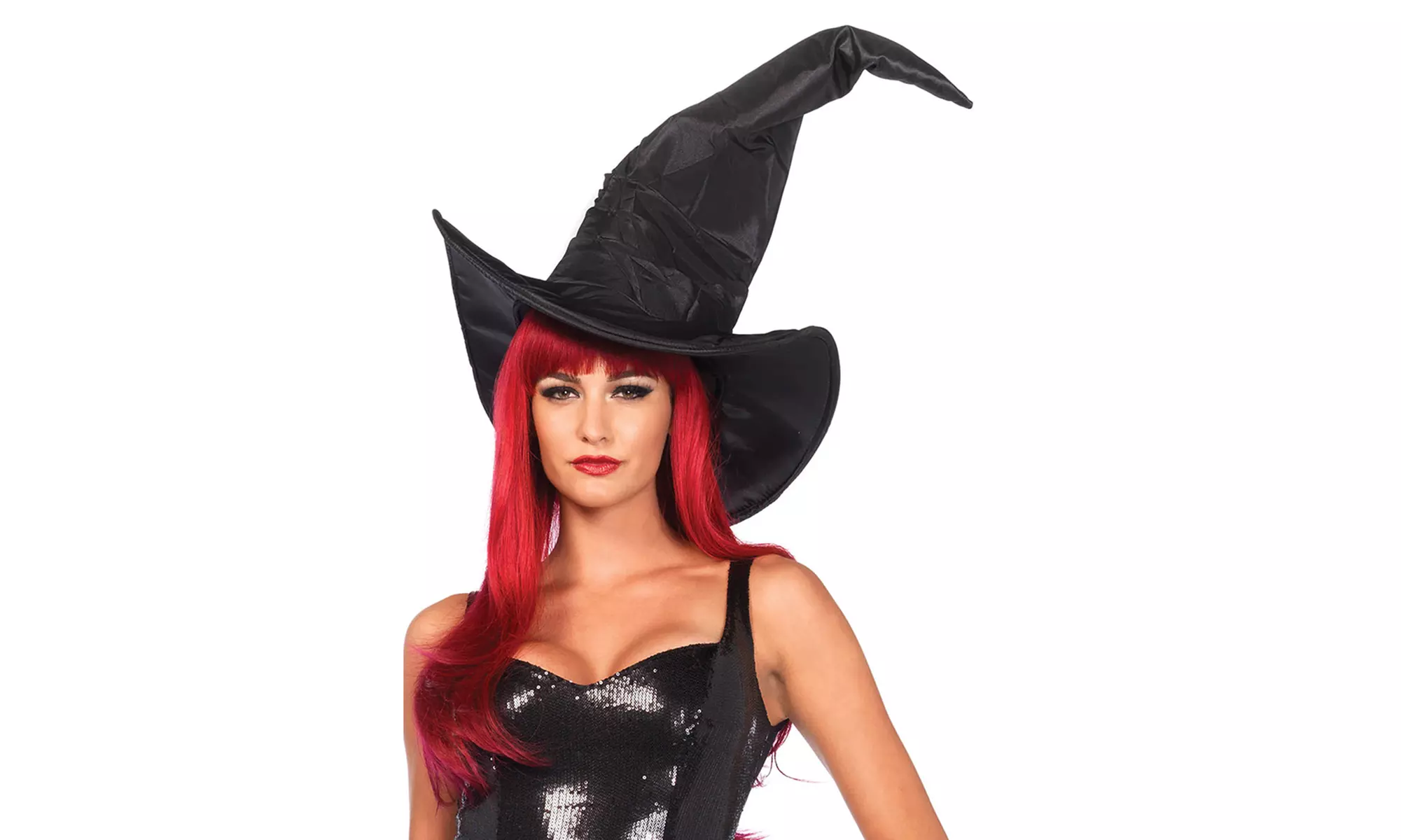 Leg Avenue Women's Large Ruched Witch Hat Cute Classic Fancy Black Witch Hat - Primary Image