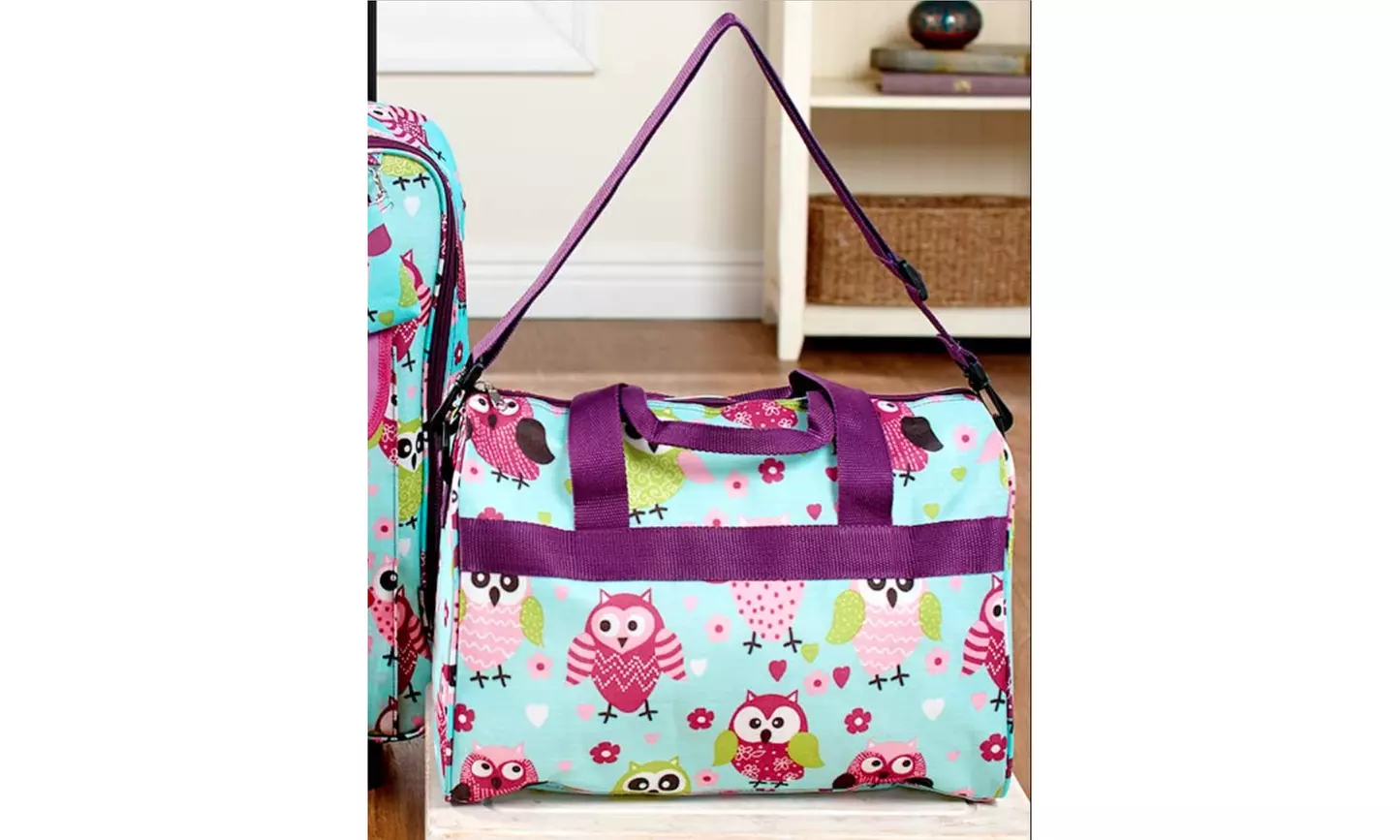 Luggage Set For Girls Owl Print Going To Grandmas Tote Bag Rolling Suitcase - Primary Image