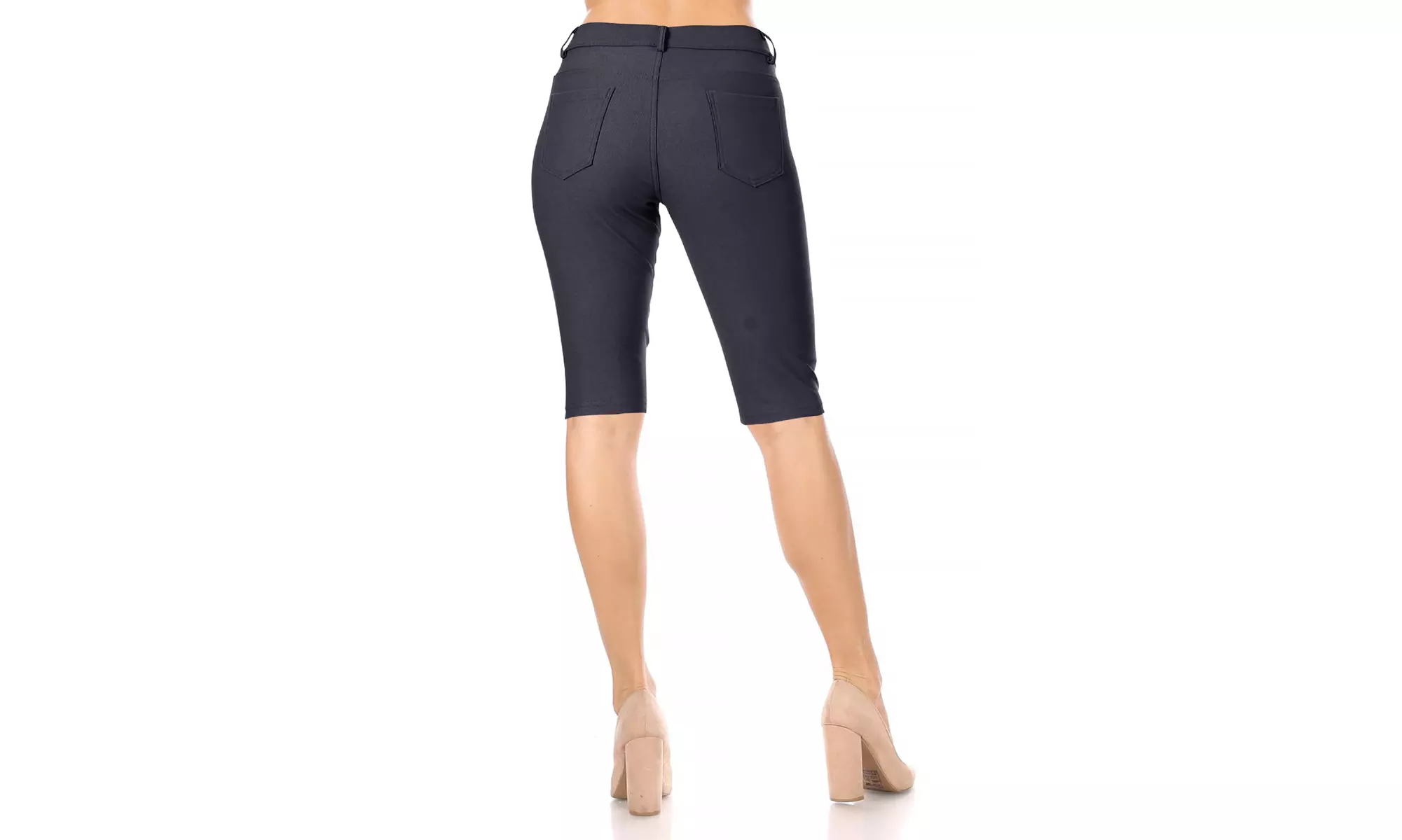 Women's Casual Solid High Waist Slim Fit Bermuda Shorts