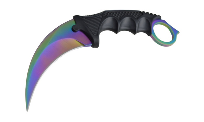 CSGO Rainbow Titanium Fade Doppler Karambit Knife Full Tang w/Sheath ...