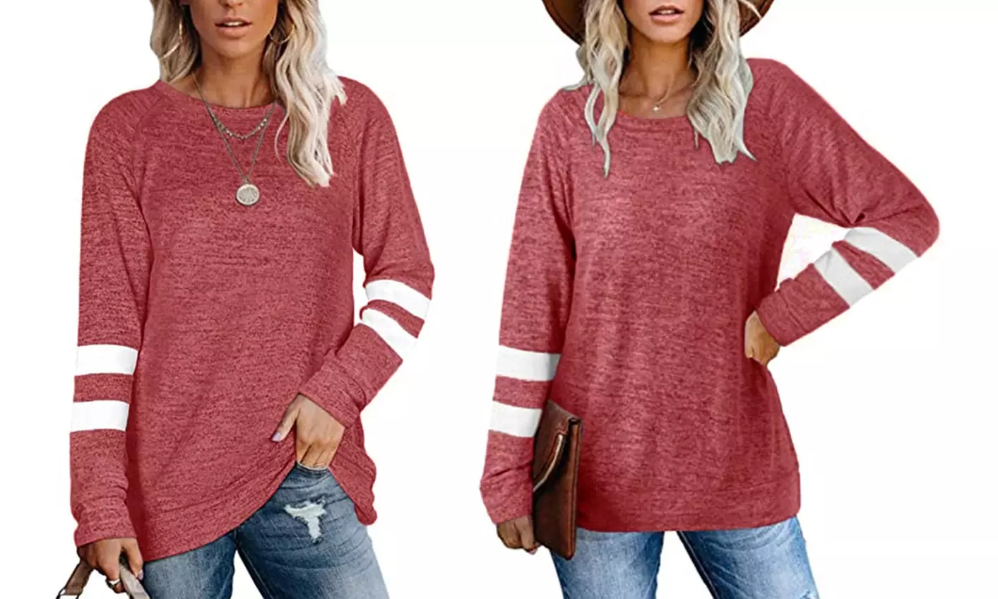 Haute Edition Women's Varsity Stripe Slouchy Tee