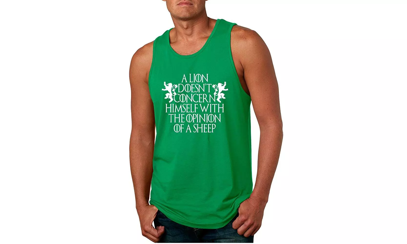 Allntrends Men's Tank Top Lion Doesn't Concern Himself With Opinion Sheep - Primary Image