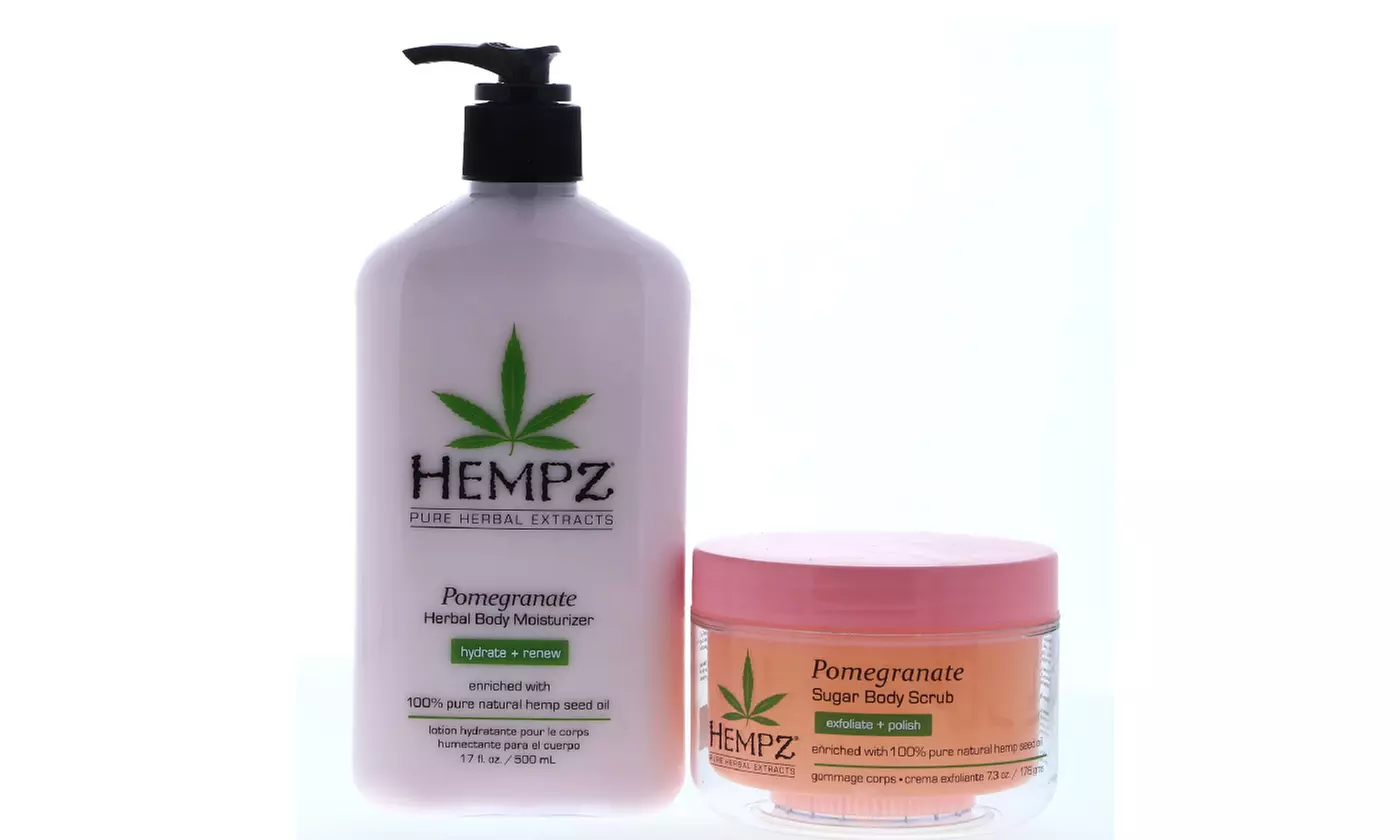 Hempz Pomegranate Herbal Body Moisturizer 17 oz , Body Scrub 7.3 oz Set - Primary Image