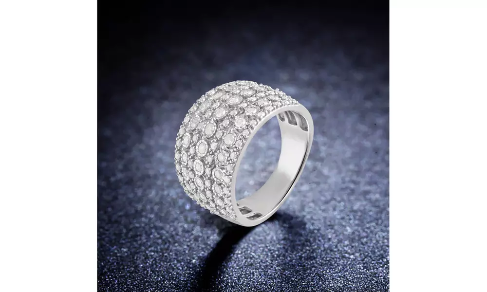 7/8 Cttw Diamond Anniversary Multi Row Ring in Sterling Silver by DiamondMuse - Primary Image