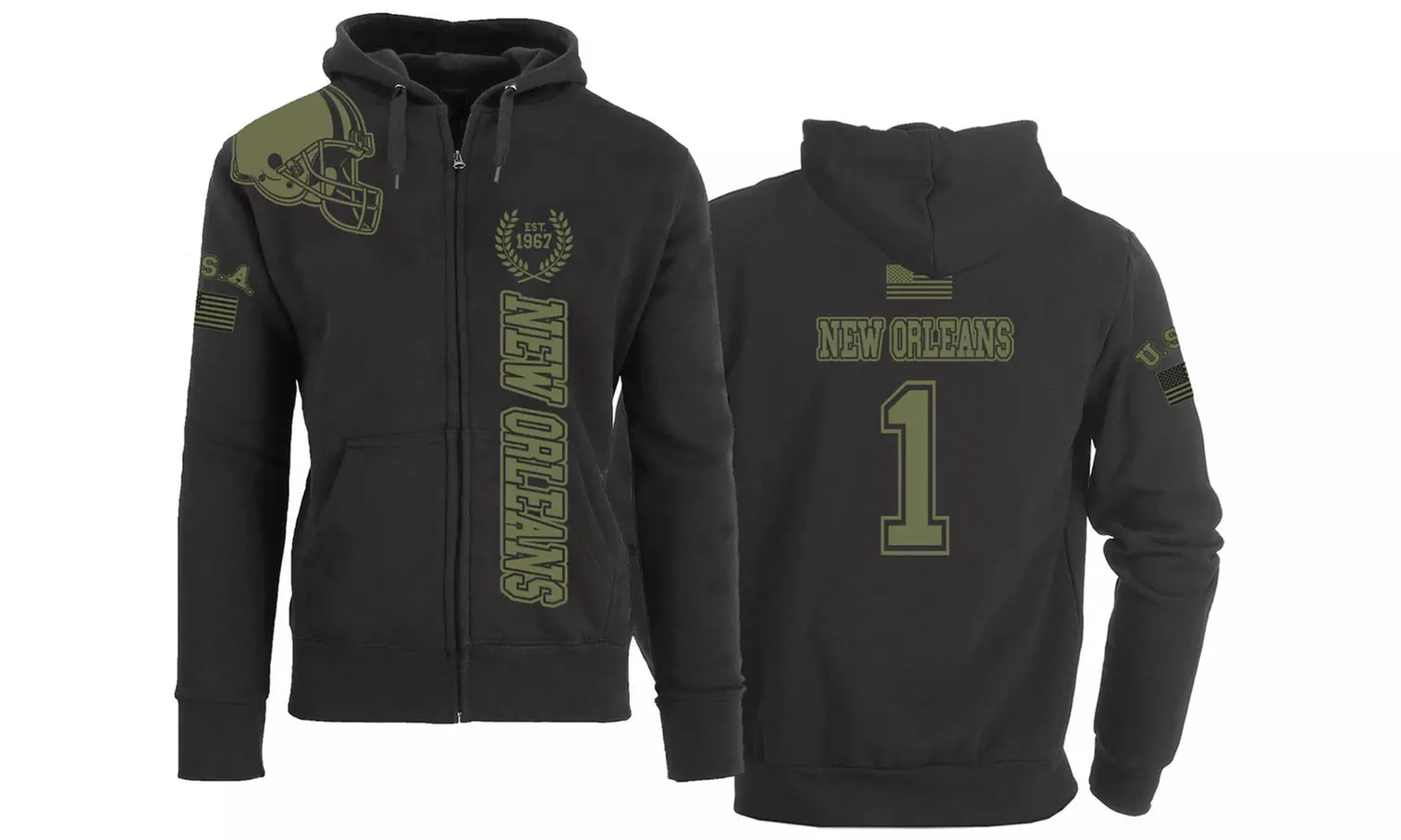 Men's Football Salute Zip Up Hoodie (S-2XL)