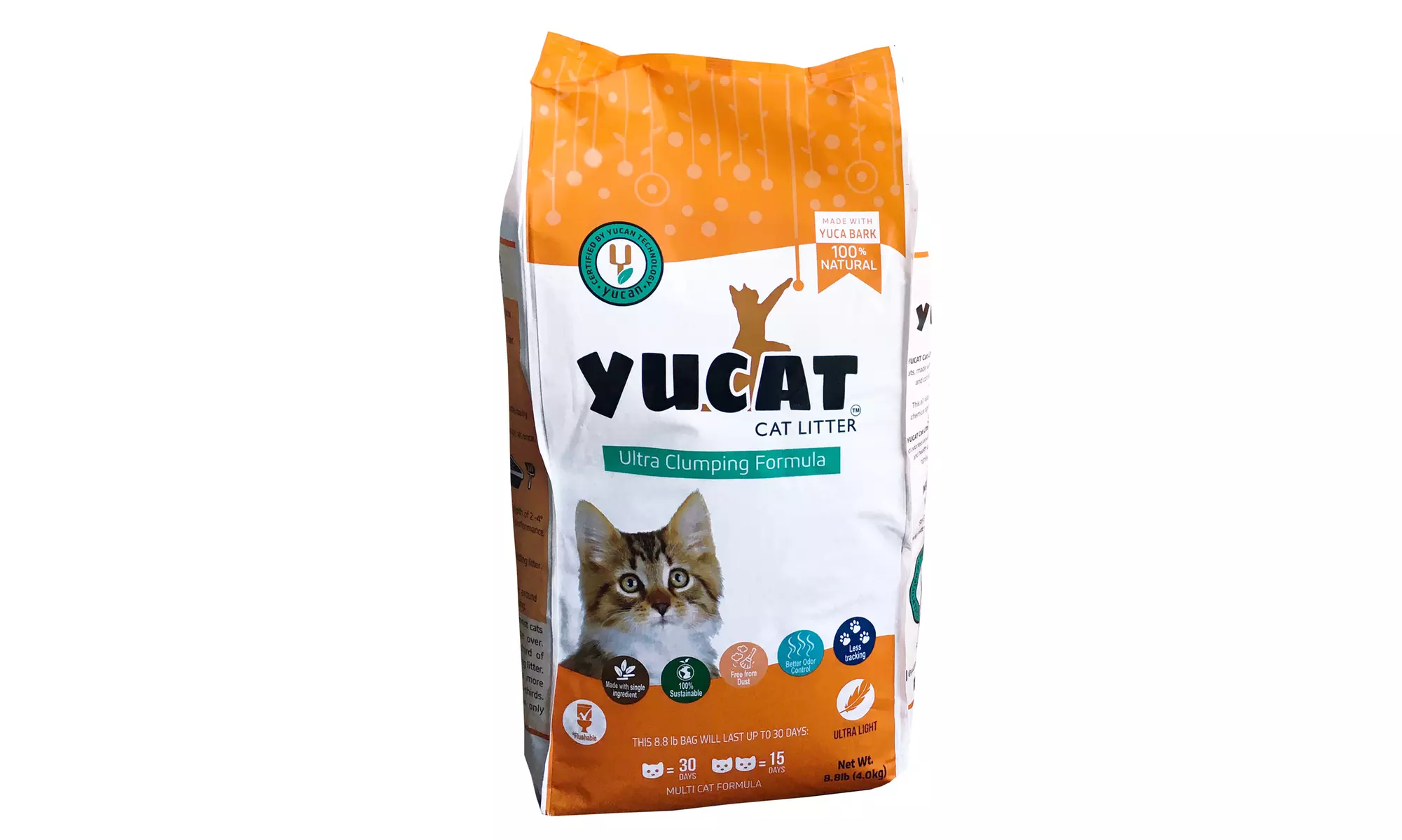 YUCAT Clumping Cat Litter, single ingredient, flushable