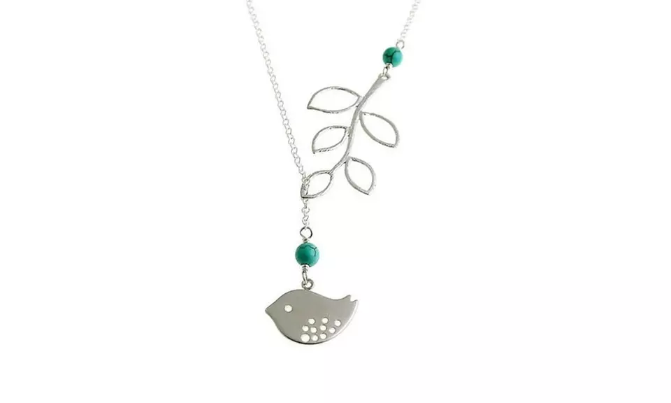 Turquoise Spring Beautiful Bird Lariat Necklace - Primary Image