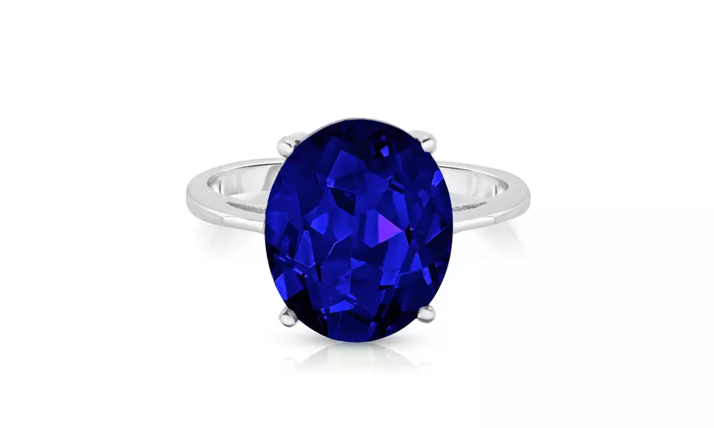 5.00 CTTW Sapphire Oval Cut Sterling Silver Ring