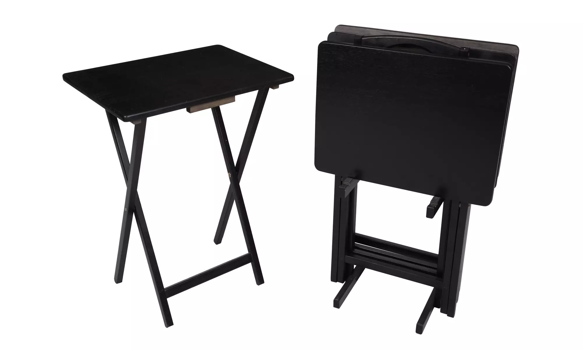 Mainstays Black 5-Piece Folding TV Tray Table Set (4 Trays, 1 Stand) - Primary Image