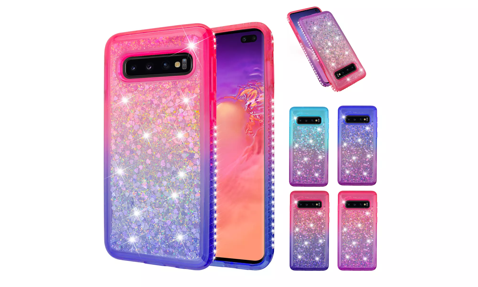 Samsung Galaxy S10/S10e/S10 Plus Liquid Glitter Bling Diamond Gradient TPU Case - Primary Image