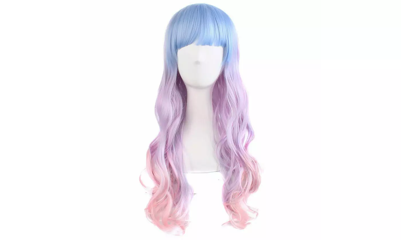24" Long Curly Multi-Color Wig Anime Cosplay Party Wigs for Women Girls - Second Medium