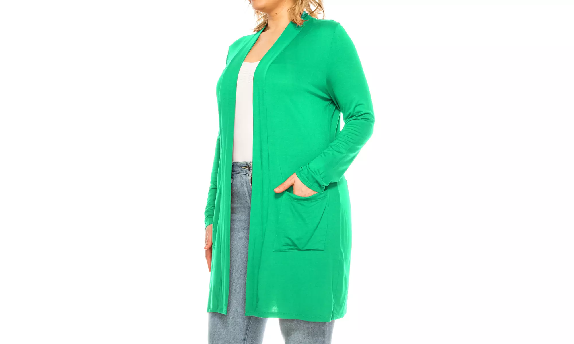 Women's Casual Plus Size Solid Cardigan Made in USA