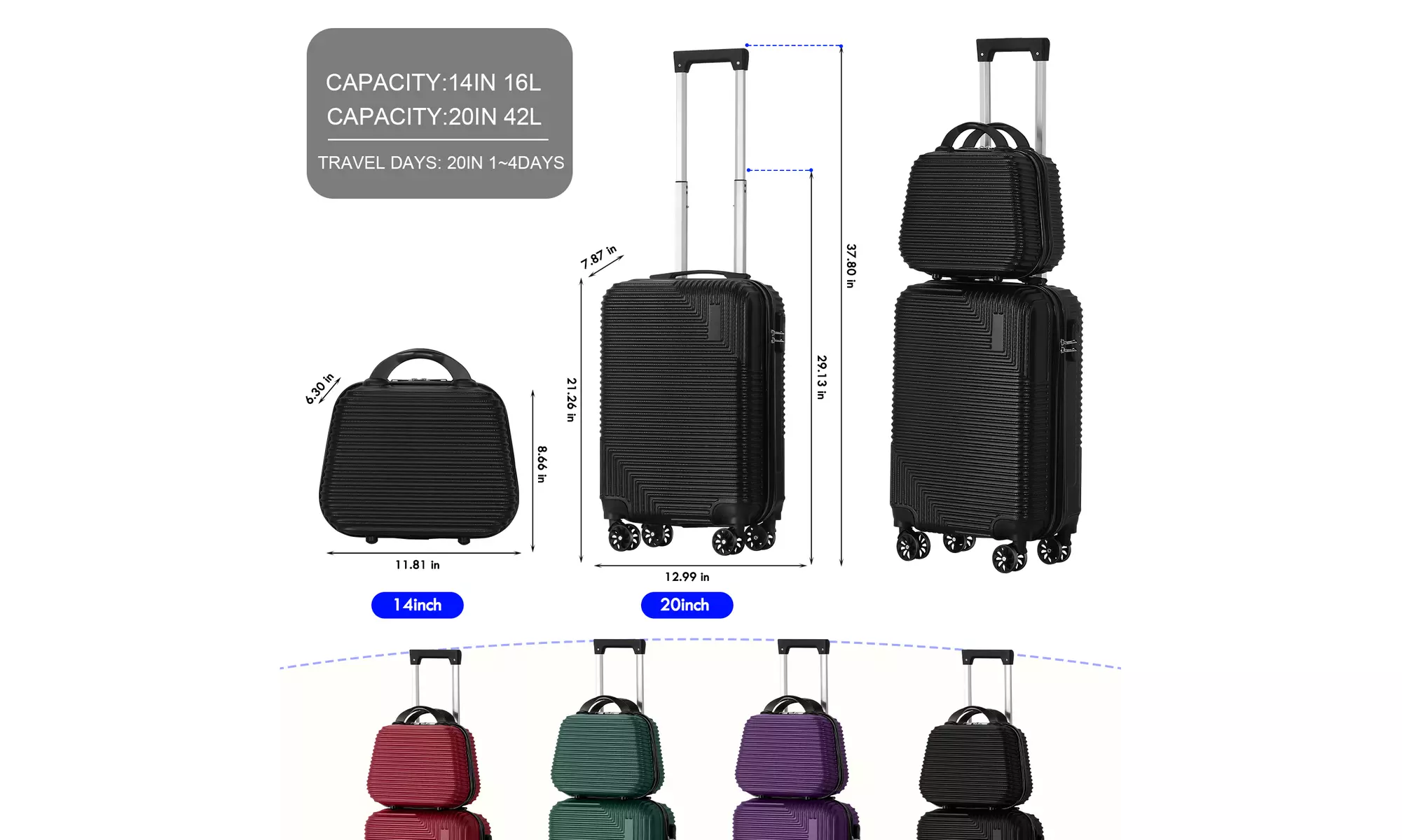 Dual Spinner Hard-Sided Carry-On Two-Piece Luggage Set