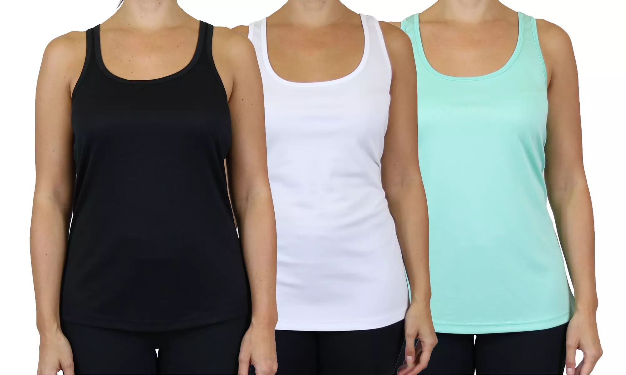 3-Pack Galaxy By Harvic Women's Moisture-Wicking Racerback Tanks (S-3XL)