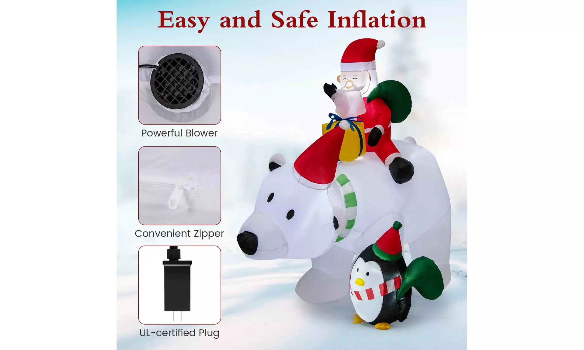 Costway Inflatable Christmas Santa Claus Helicopter Snowman Penguin Lights