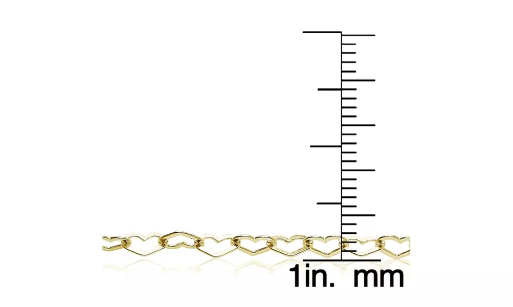 Yellow Gold Flashed Sterling Silver Heart Link Chain Bracelet - Second Medium