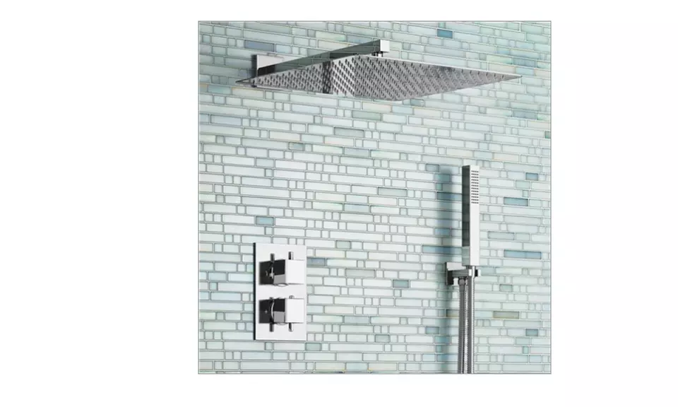Lima Ultra Thin Rain Shower Head Built Thermostatic Mixer Hand Held Shower Set - Primary Image