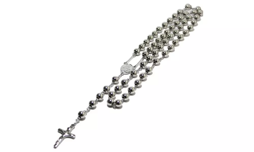 Mens Stainless Steel 24" Rosary Necklaces