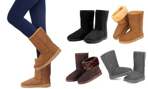 N'POLAR Women's Mid Calf Faux Suede Fashion Winter Boots 