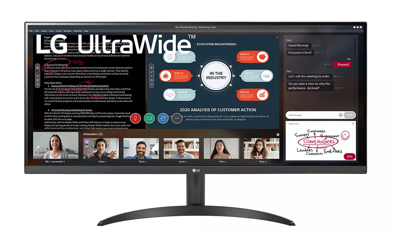 LG 34WP500-B 34" UltraWide Full HD HDR Monitor w/ FreeSync - New - Primary Image