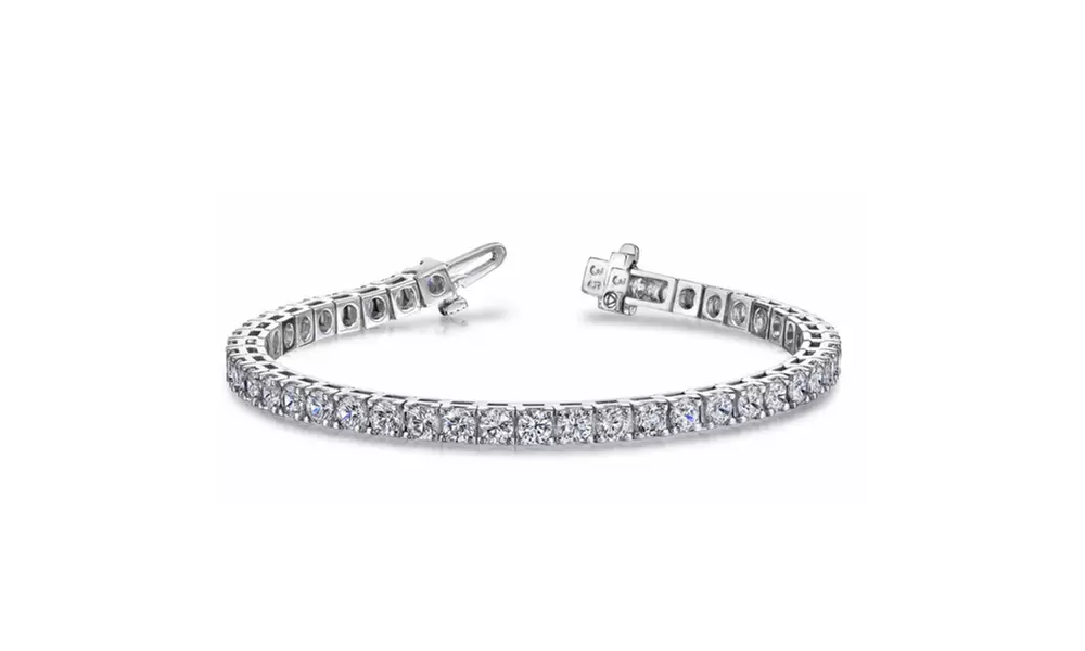 Genuine Crystal Tennis Bracelet in 14K White Gold - Primary Image