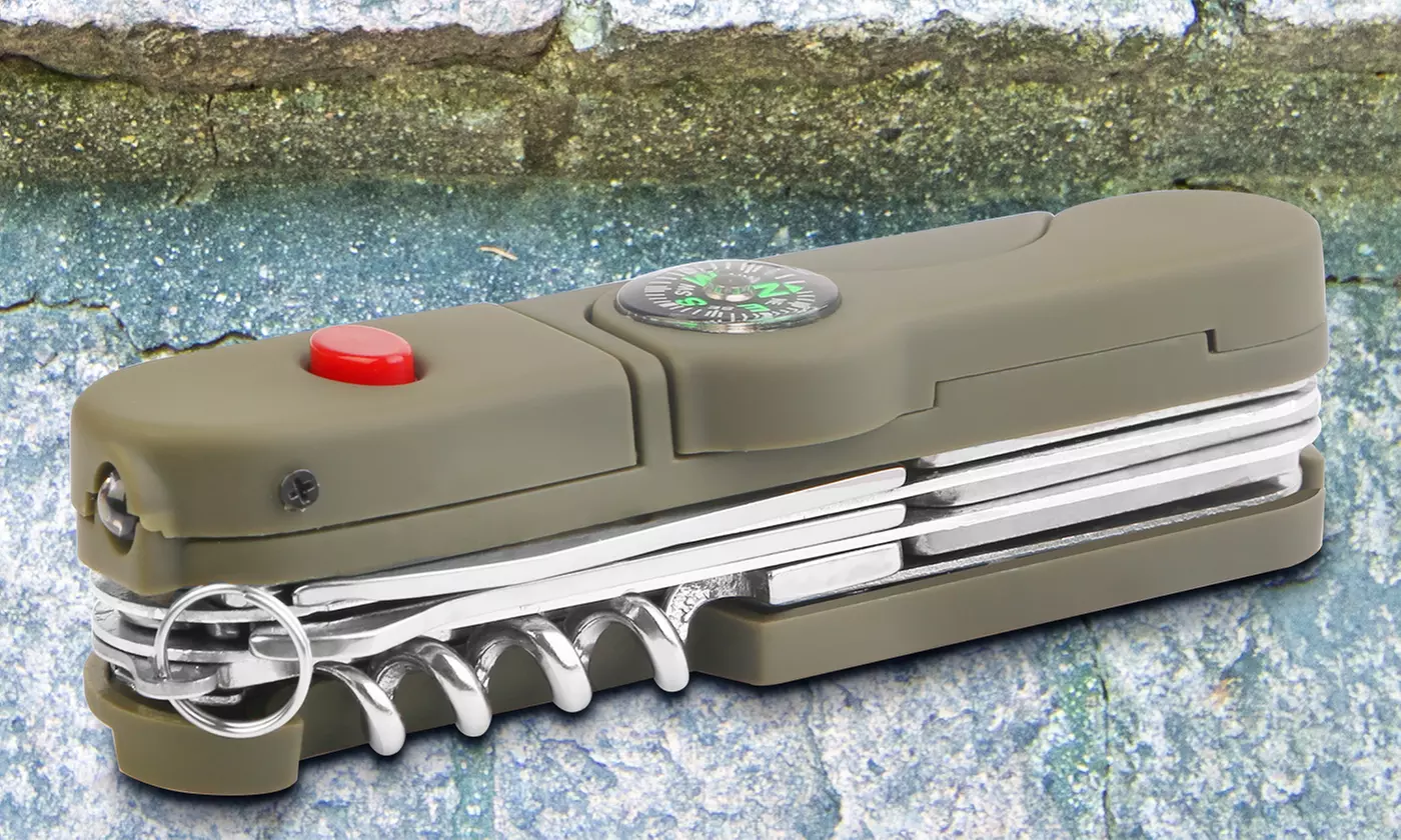 iMounTEK Swiss Army Knife: LED Light, Compass,14-in-1 Knife, Survival Multi-Tool - Second Medium