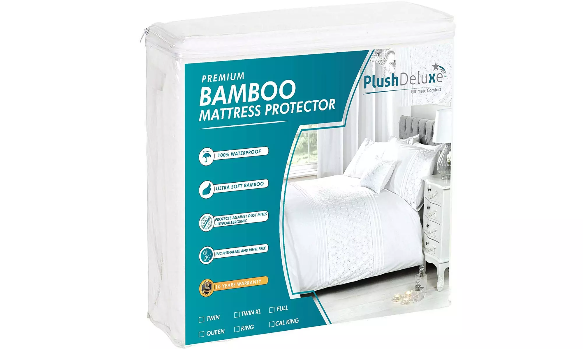 PlushDeluxe Premium Bamboo Mattress Protector - Primary Image