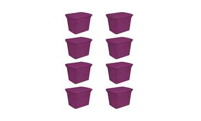 Sterilite 18 Gallon Tote, Fuchsia Flight (8 Pack)