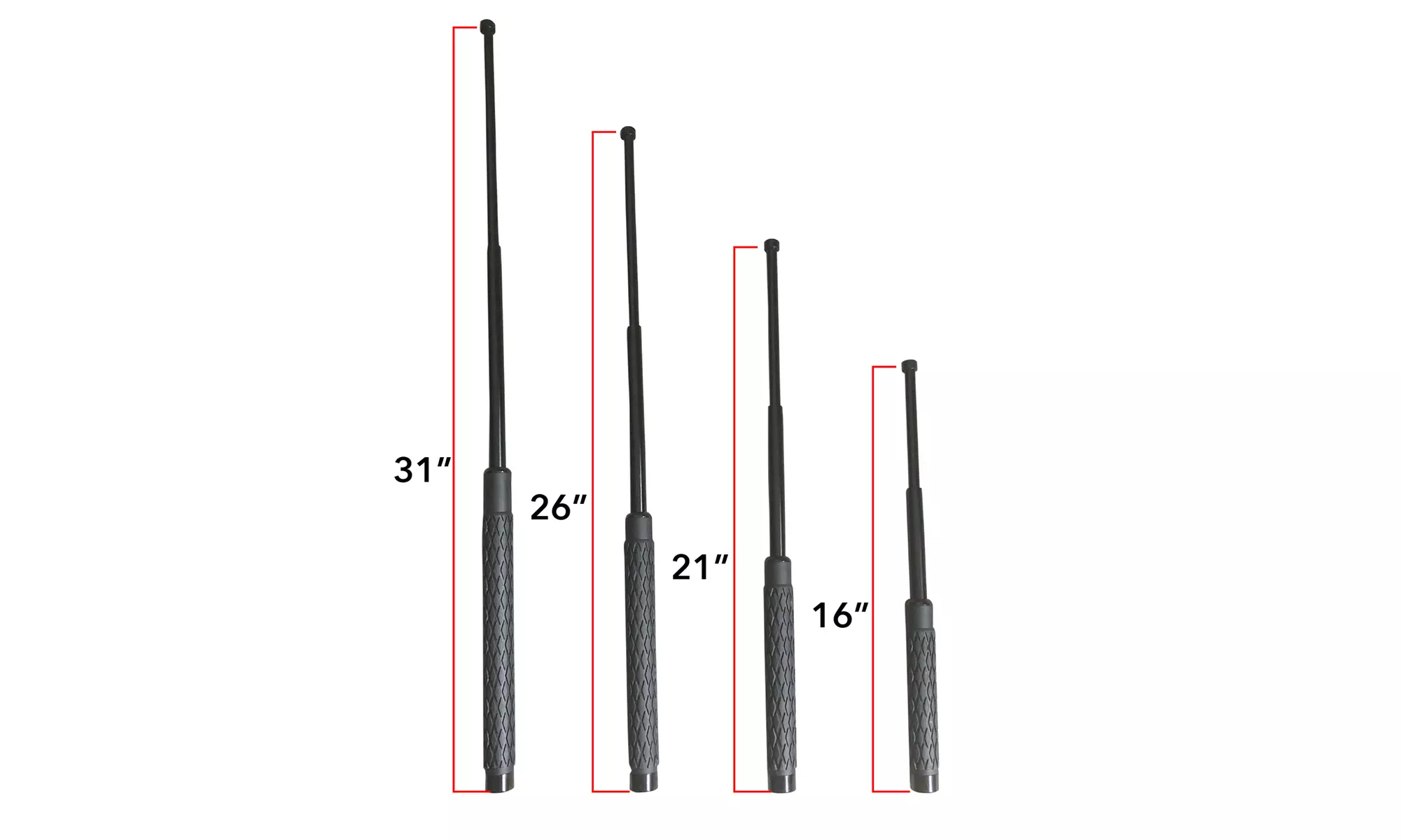 Police Force Expandable Steel Baton with Comfort Rubber Grip & Holster - Primary Image