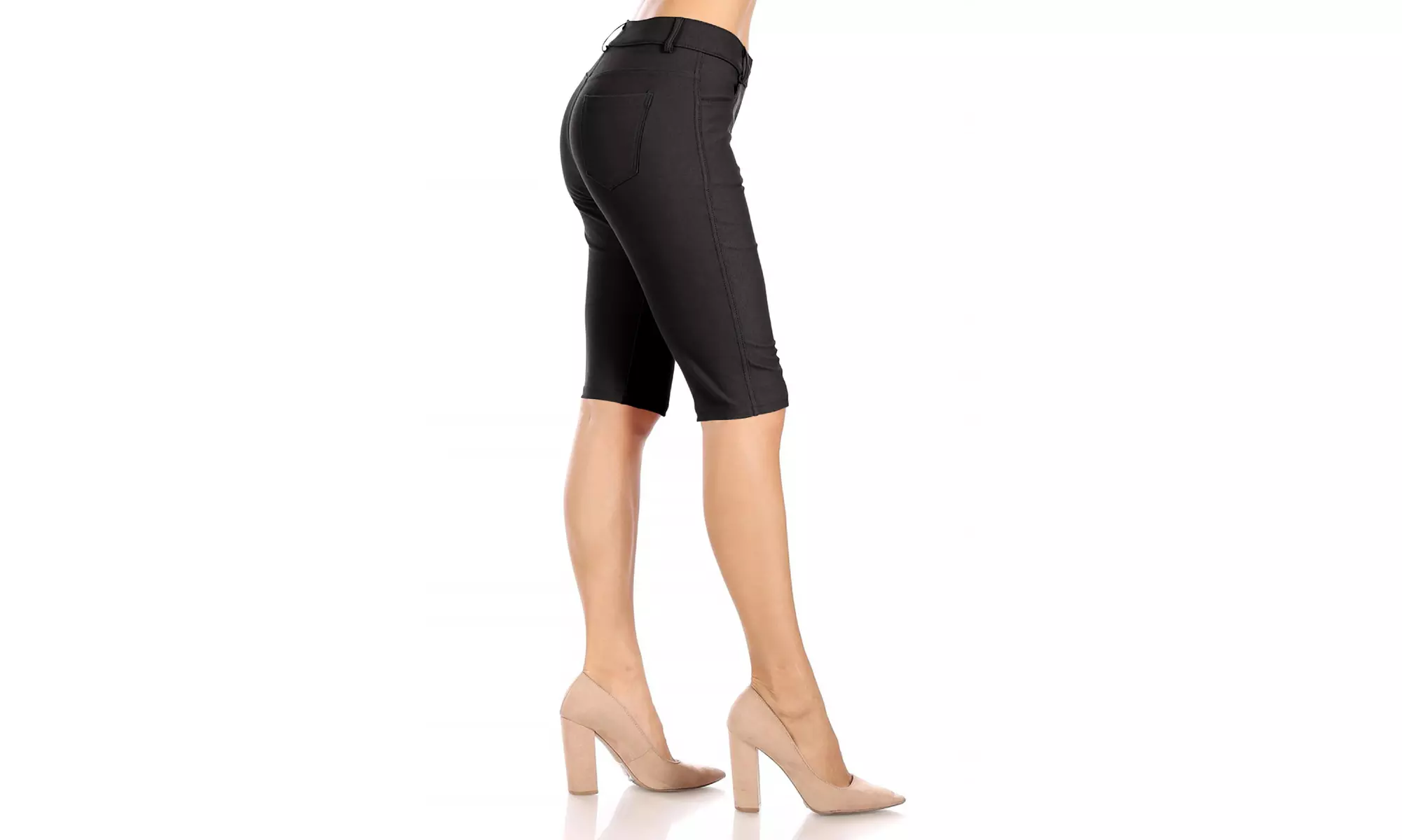 Women's Casual Solid High Waist Slim Fit Bermuda Shorts