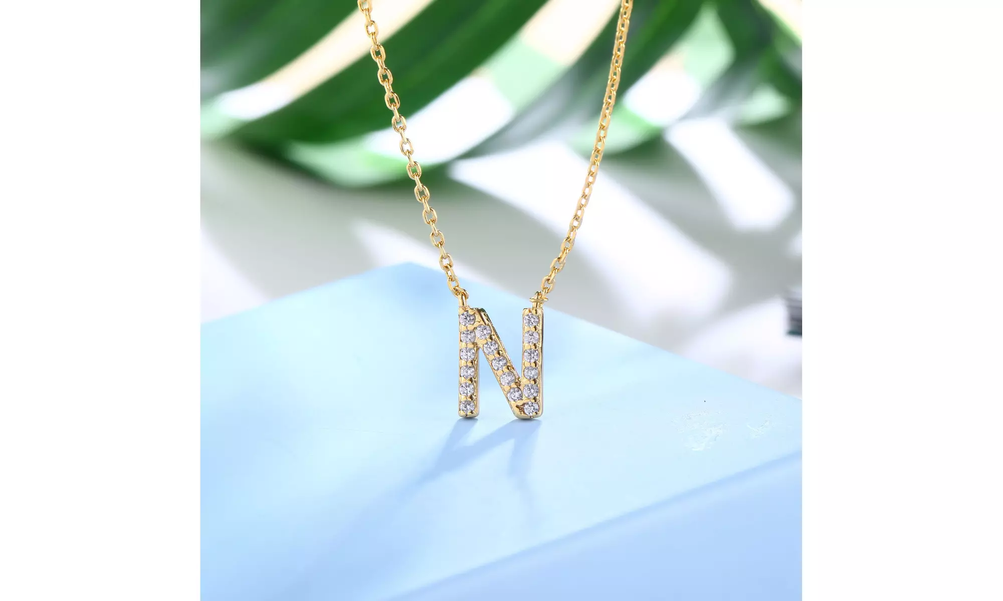 18K Gold Plated cz Initial Necklace