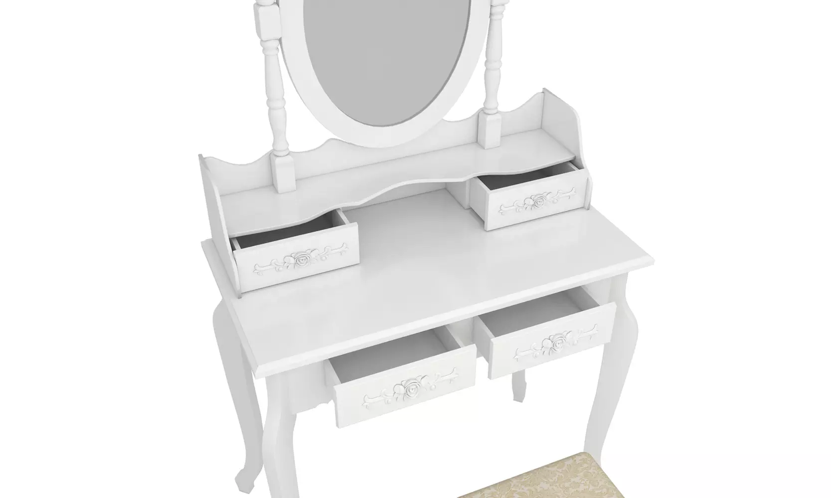 Rotation Removable Mirror Dressing Vanity Table Makeup Desk White - Second Medium