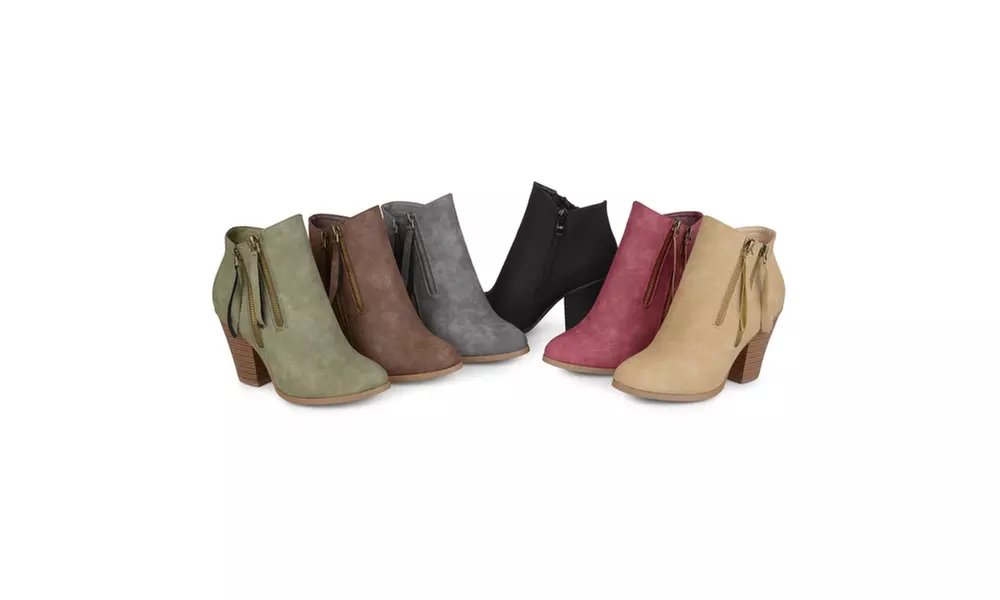 Journee Collection Womens Double Zipper Stacked Wood Heel Booties - Primary Image