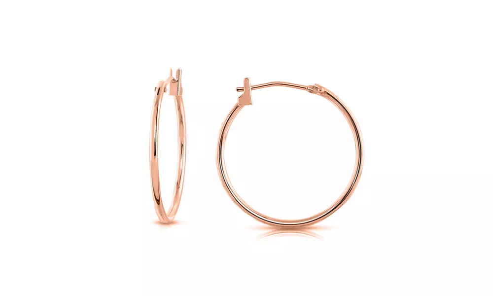Solid 14k Rose Gold 20mm French Lock Hoops - Primary Image