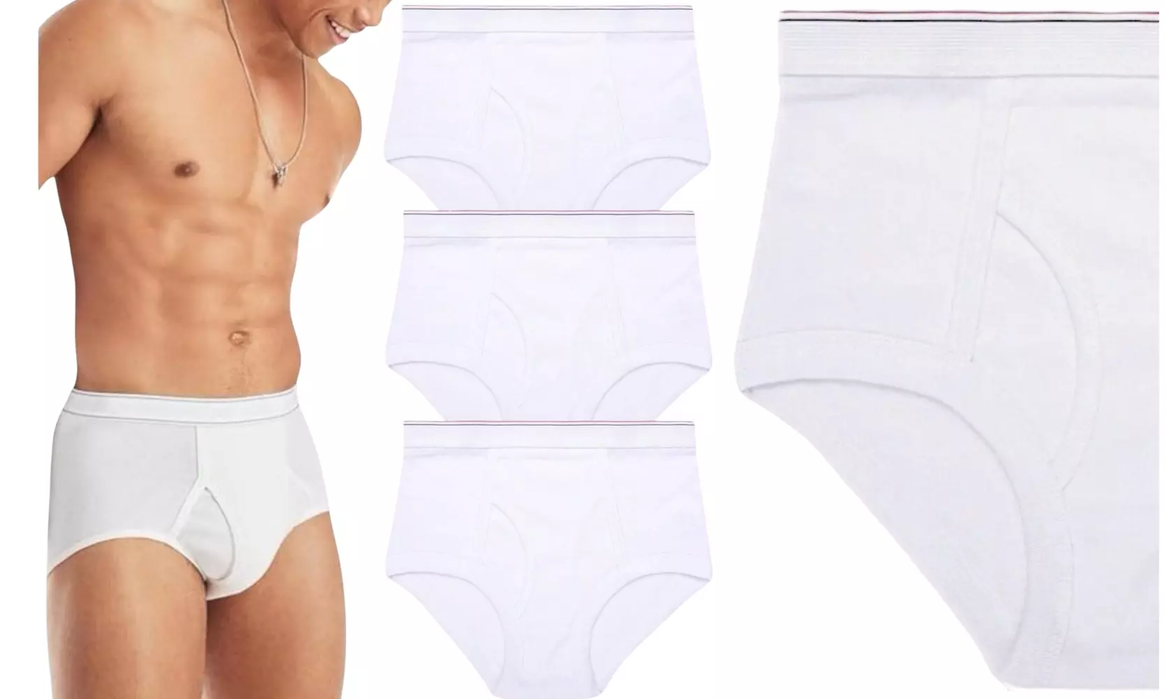 Three or Six ToBeInStyle Men's 100% Premium Cotton Wide Elastic Band Briefs