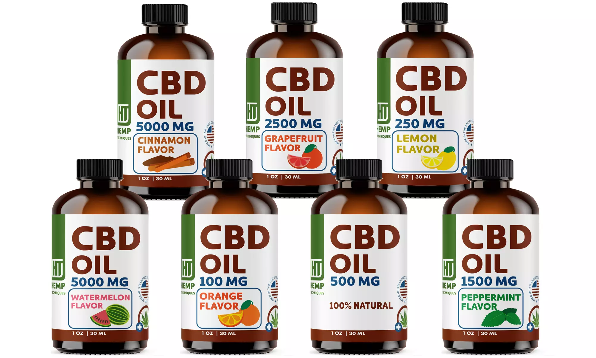 100% Natural CBD Oil Tinctures from Hemp Techniques (Multiple Flavors, 100mg-5000mg) - Primary Image