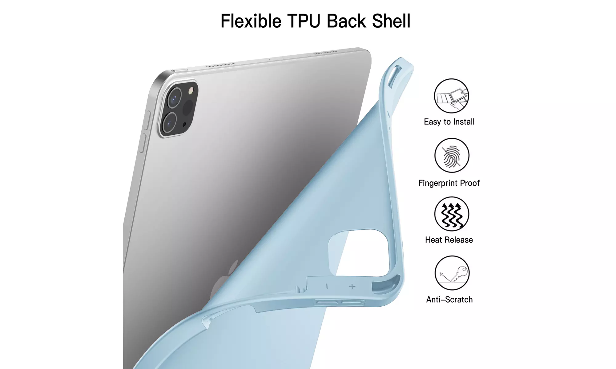 iPad Pro 12.9'' (2022/2021) Case with Pencil Holder, Support 2nd Pencil Charging