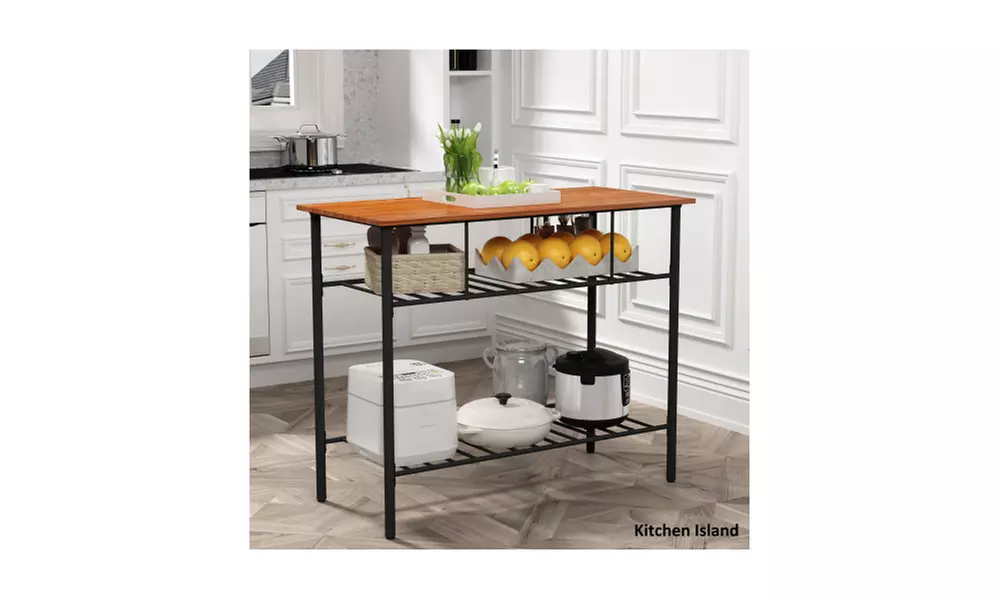 Counter Height Dining Kitchen Island Prep Table, Kitchen Storage Rack - Primary Image