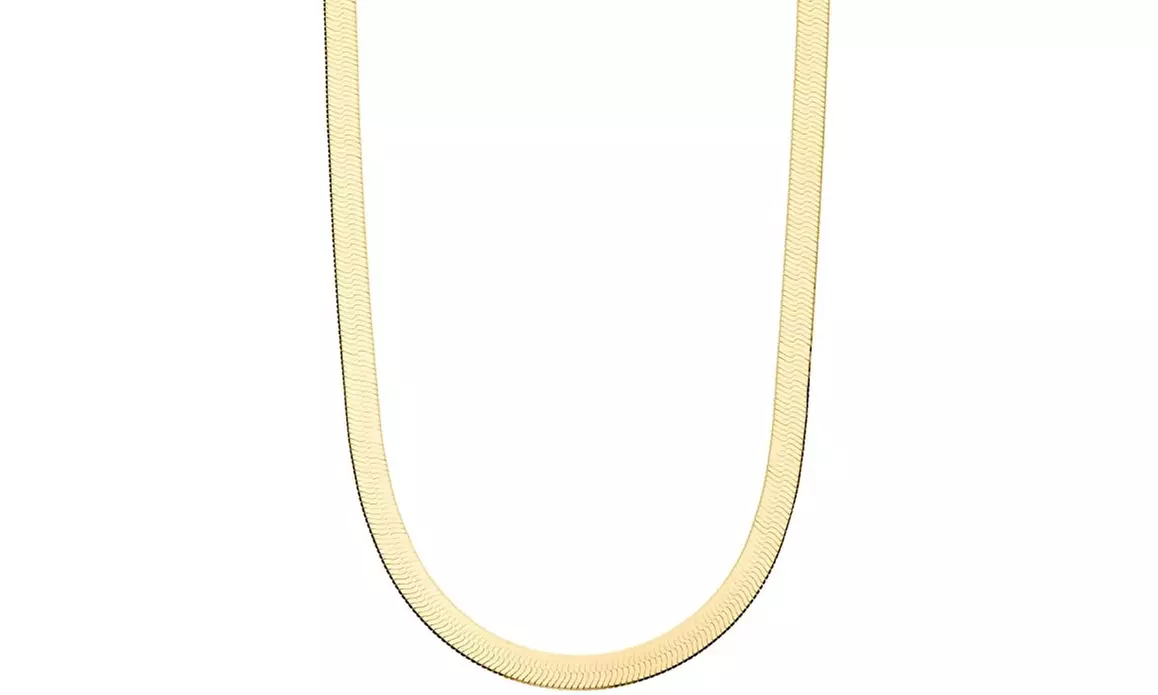 Ladies Italian 18K Yellow Gold Over Sterling Silver Herringbone Necklace 16"-30" - Primary Image
