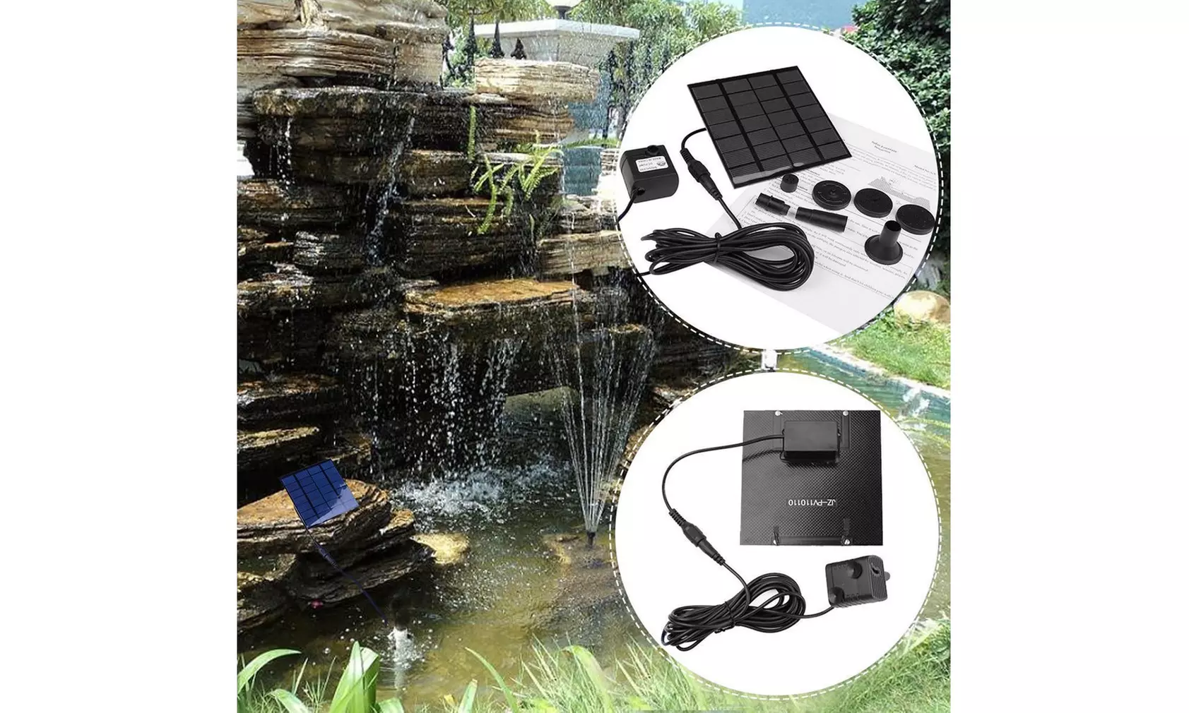 AQR Solar Powered Fountain Pump Square Shape Solar Panel Water Pump Kit - Second Medium