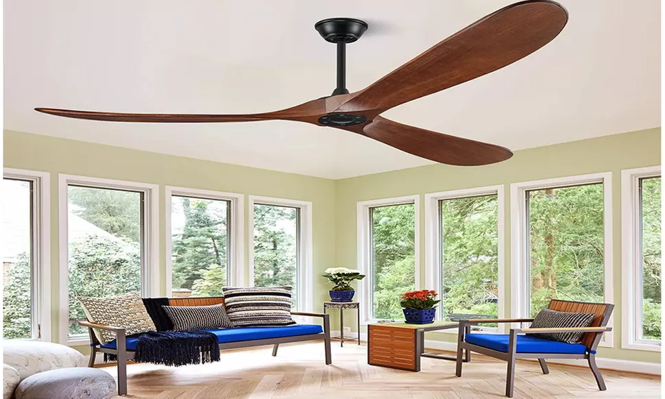72" Large Modern Ceiling Outdoor/Indoor Fan, No Light with Remote (Dark Walnut)  - Primary Image
