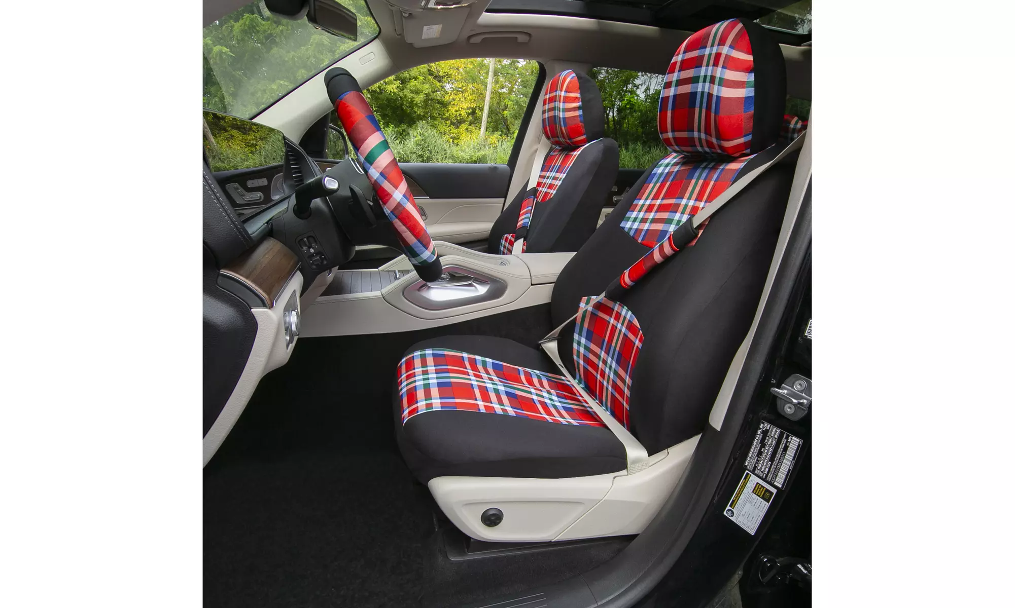 Tartan57 Plaid Print Seat Covers Combo Full Set FB057114-G - Primary Image