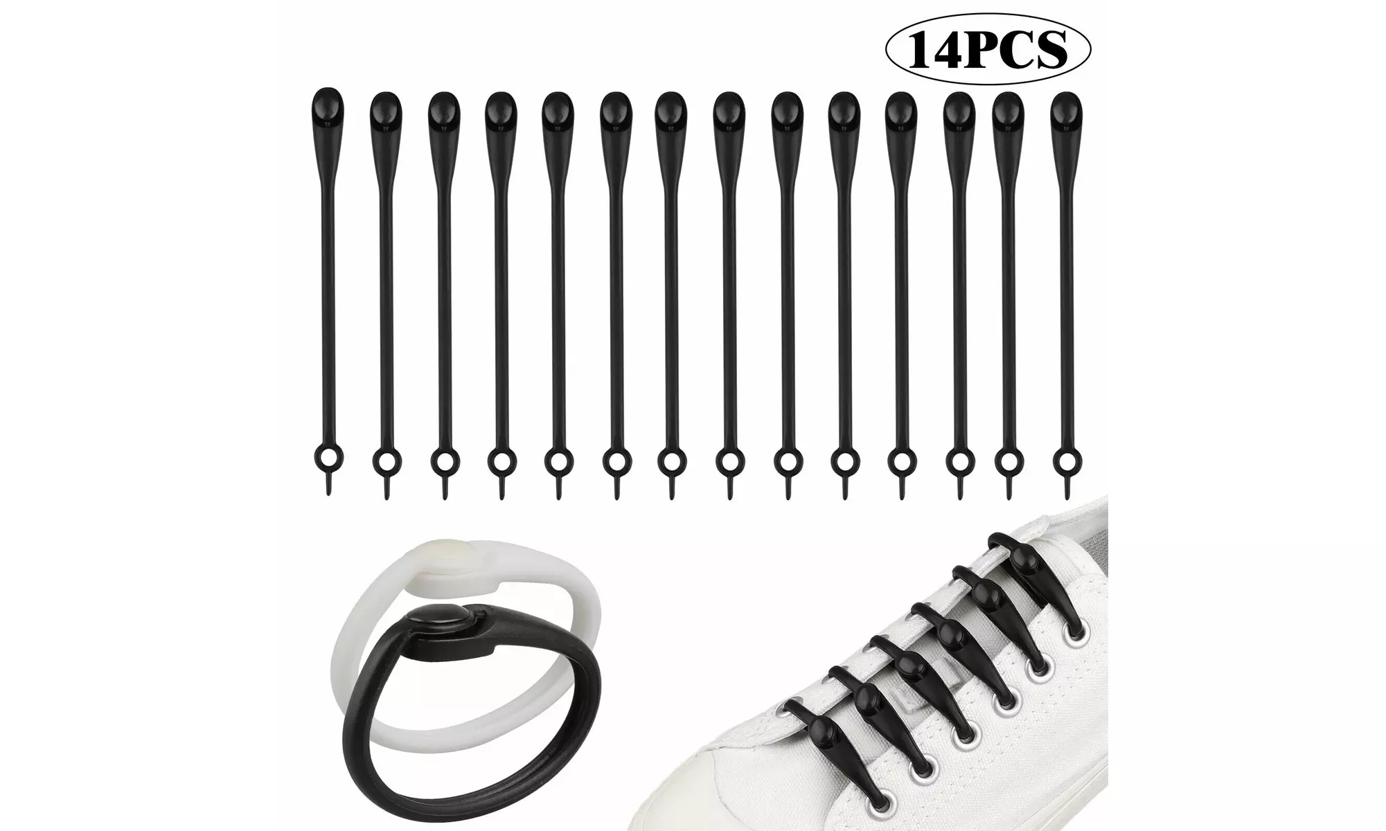 Tie Elastic Lacing System Laceless Shoes Slip On Shoe Laces 14pcs - Primary Image