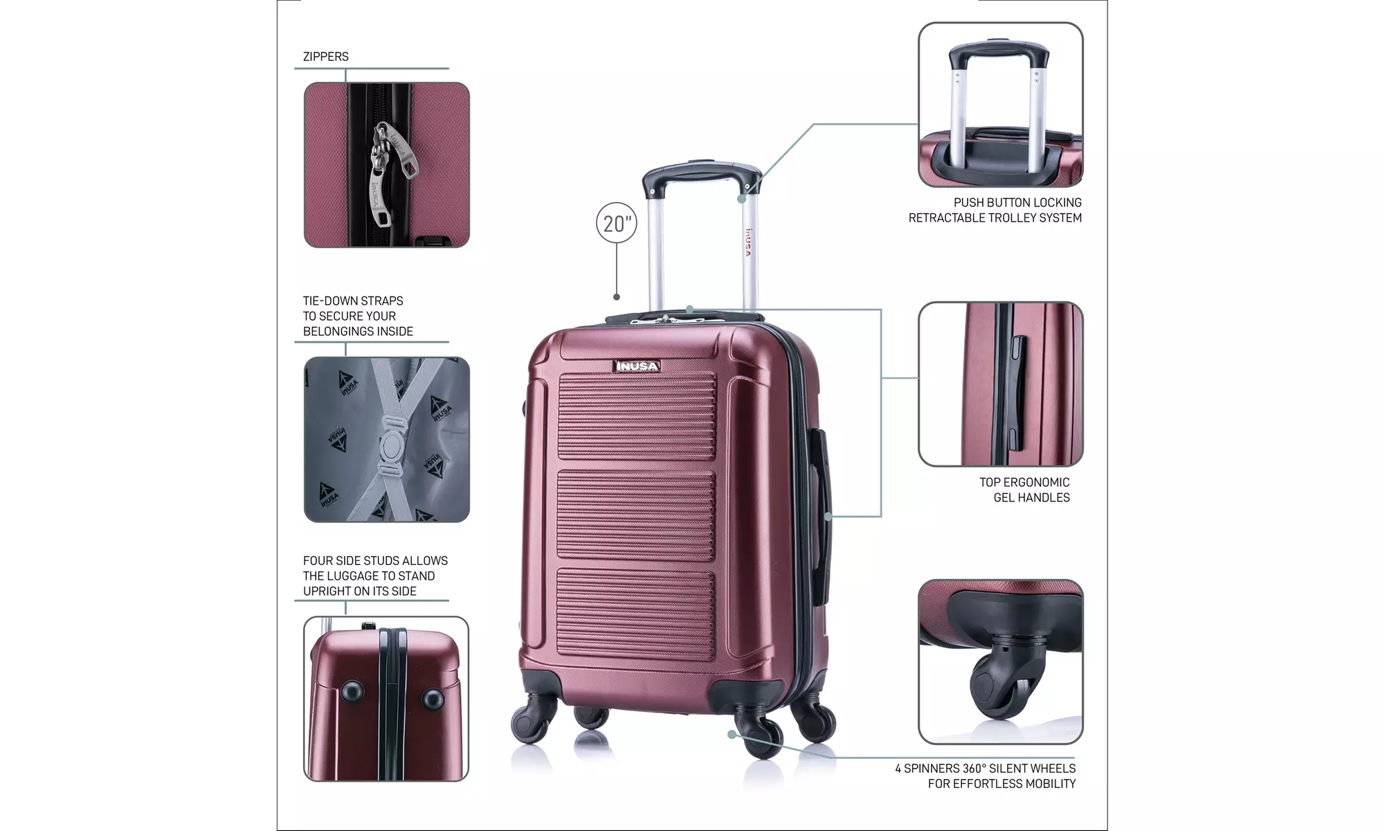 InUSA Pilot Lightweight Hardside Spinner Luggage