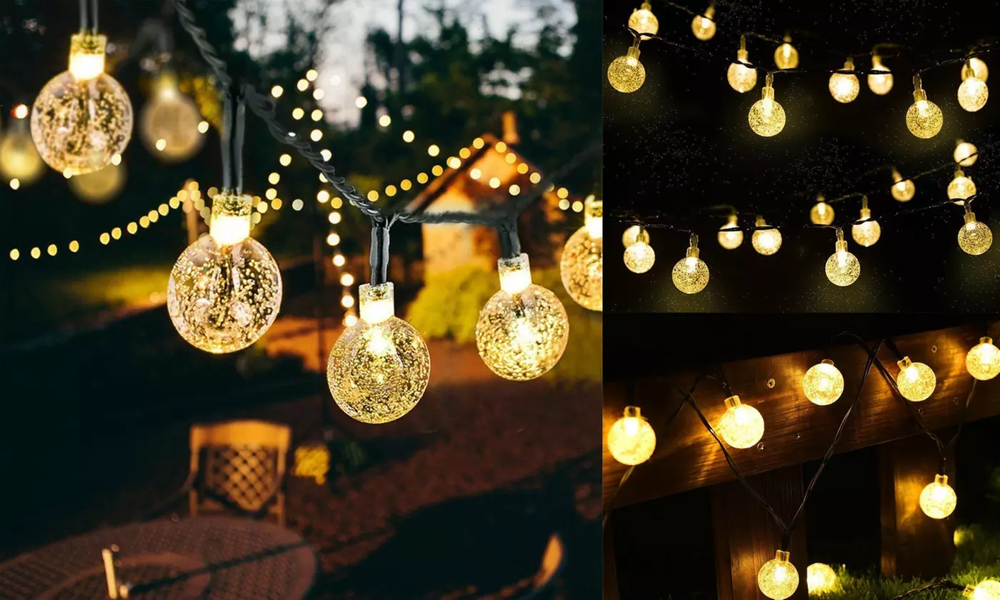 LED Solar String Ball Lights Outdoor Waterproof Garden Yard Decor