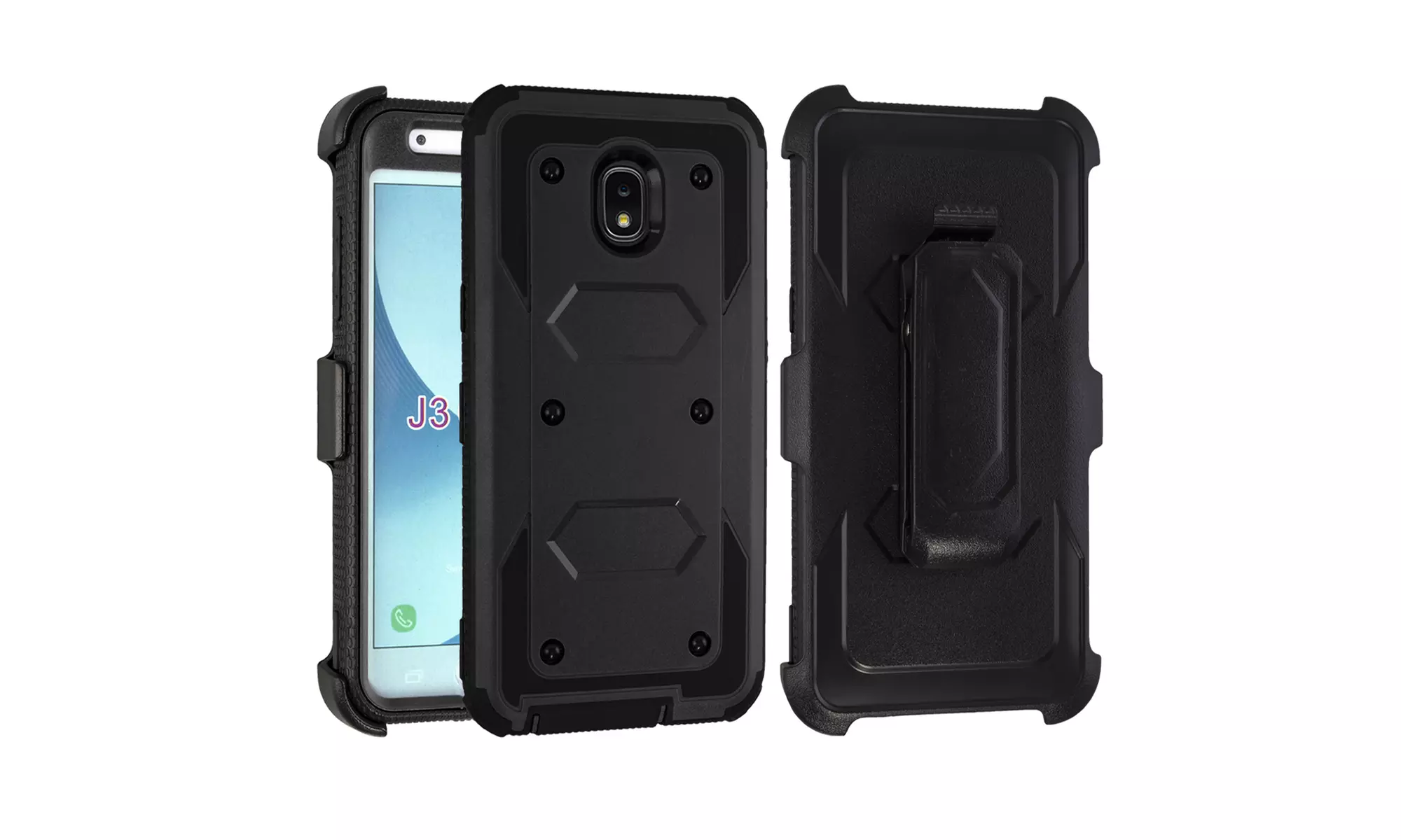Holster W/ Belt Clip Stand Hard Case Cover for Samsung Galaxy J3 2018 - Primary Image