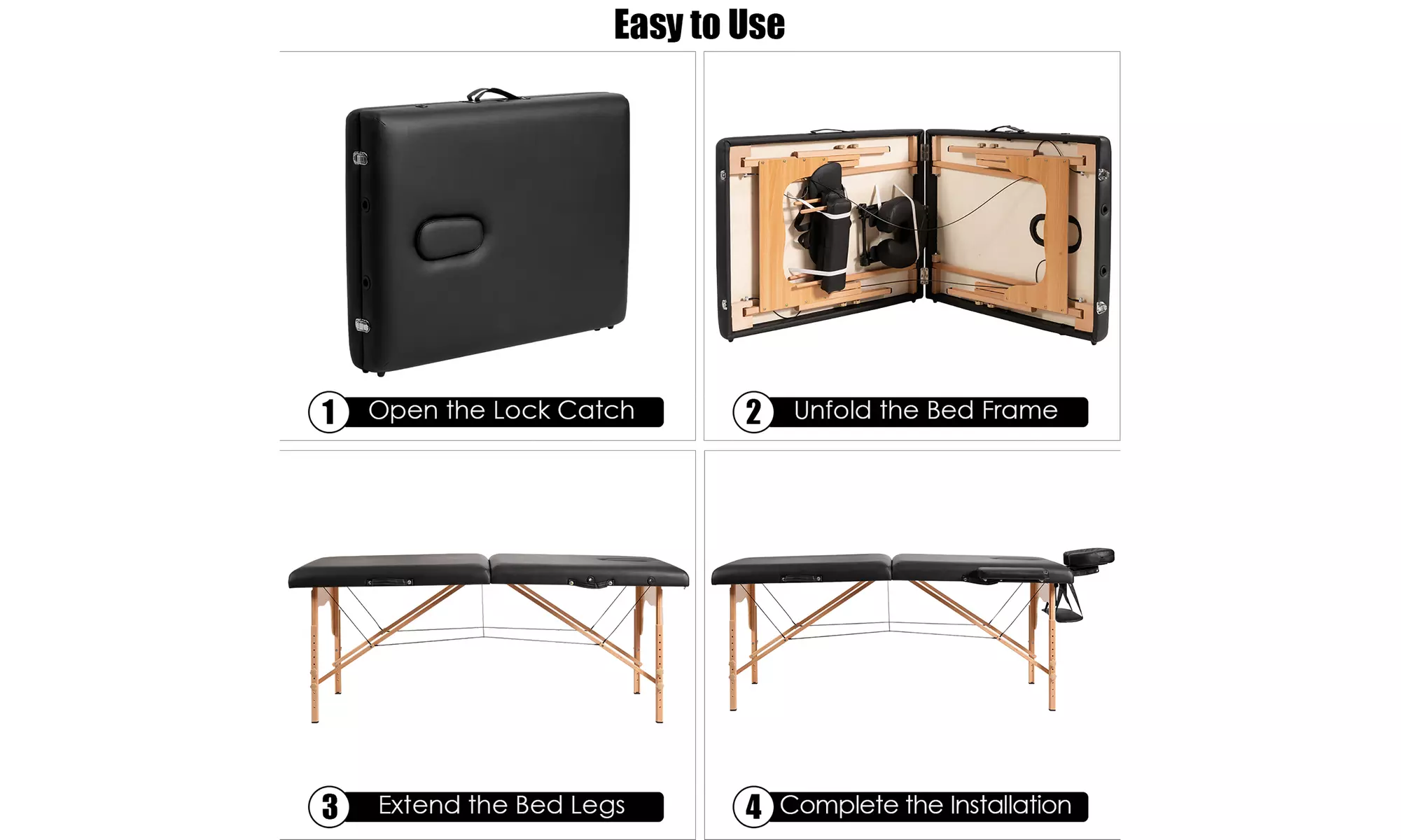84" Portable Massage Table Adjustable Spa Bed with Carry Case