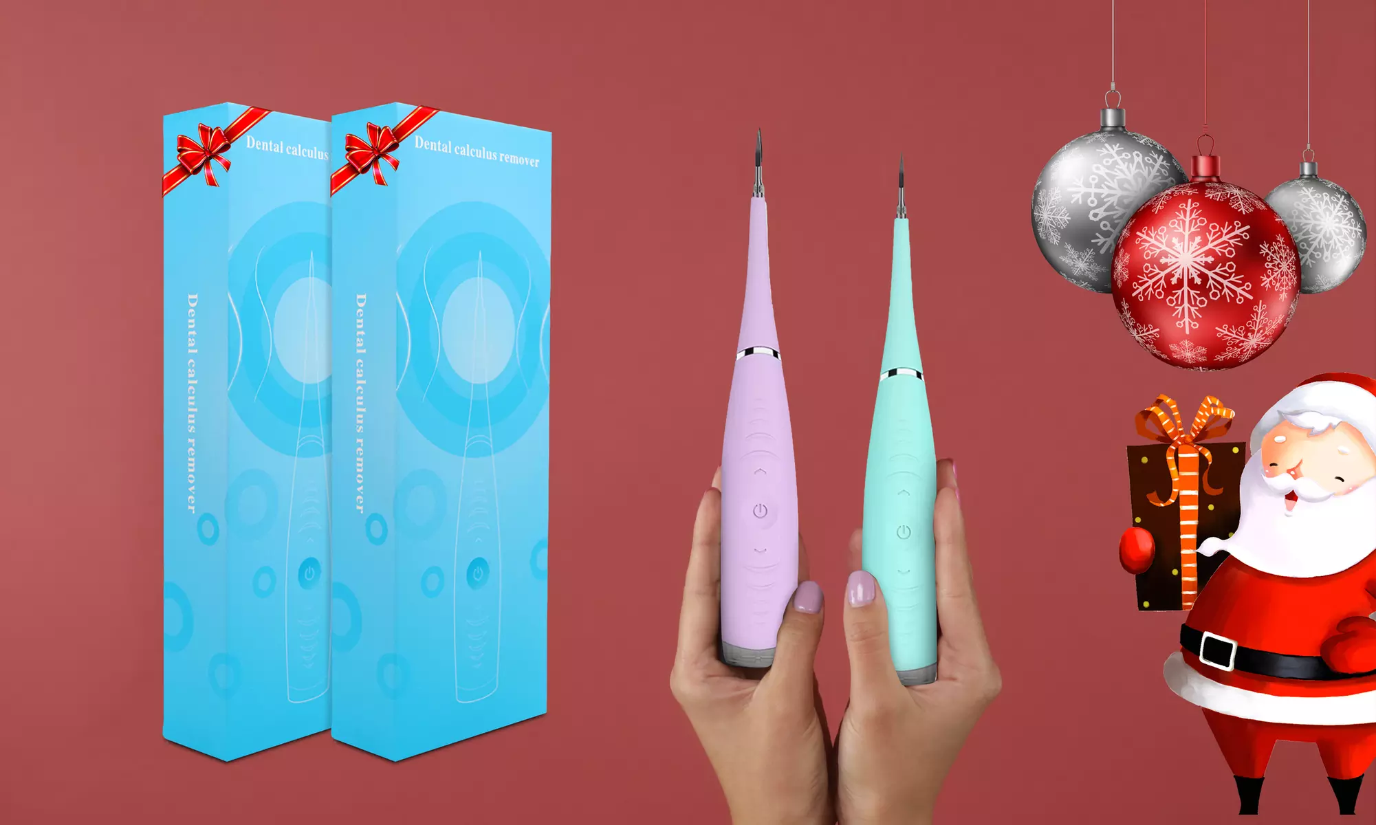 2Pcs Men Women Sonic Electric Sonic Dental Scaler Set for Christmas Gifts
